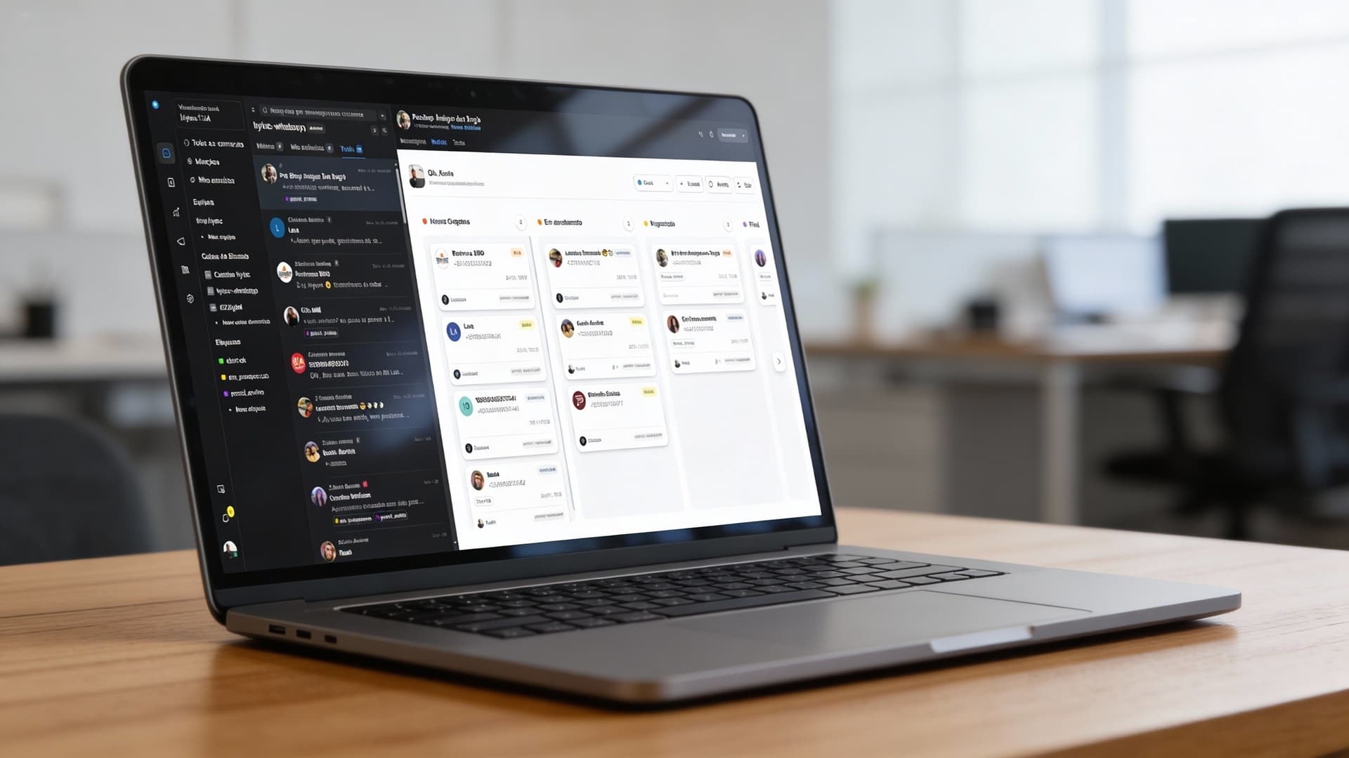 Interface de CRM com detalhes do cliente e etiquetas.